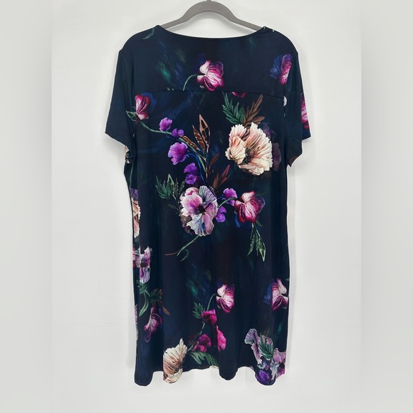 Soma XL Cool Nights Short Sleeve Tshirt Dress Pajamas NEW Floral Blue Pink - Picture 2 of 4